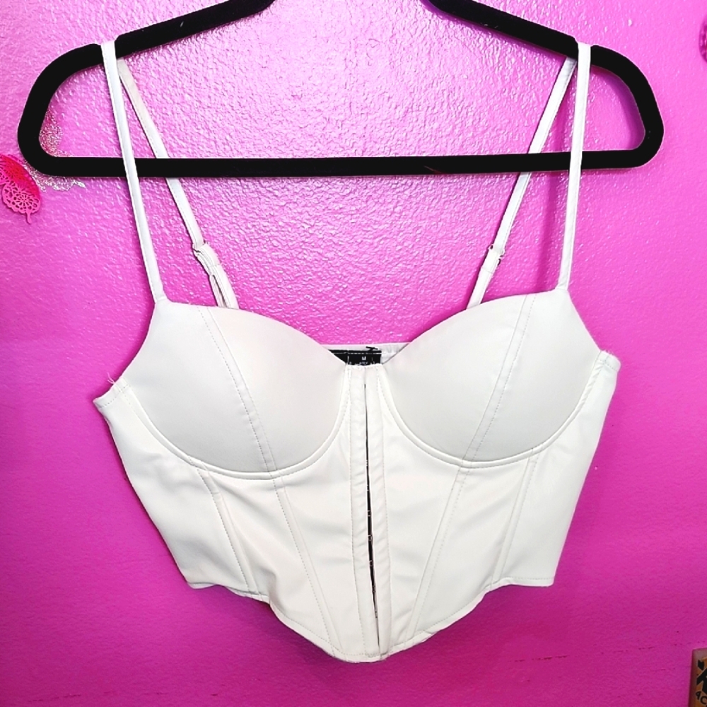 Windsor faux leather bustier top